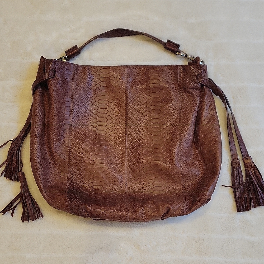 Chic Brown Textured Hobo Bag